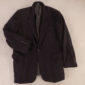 Oscar de la Renta Jacket M Blue Wool Cashmere Brushed Flannel Blazer‎ 42L